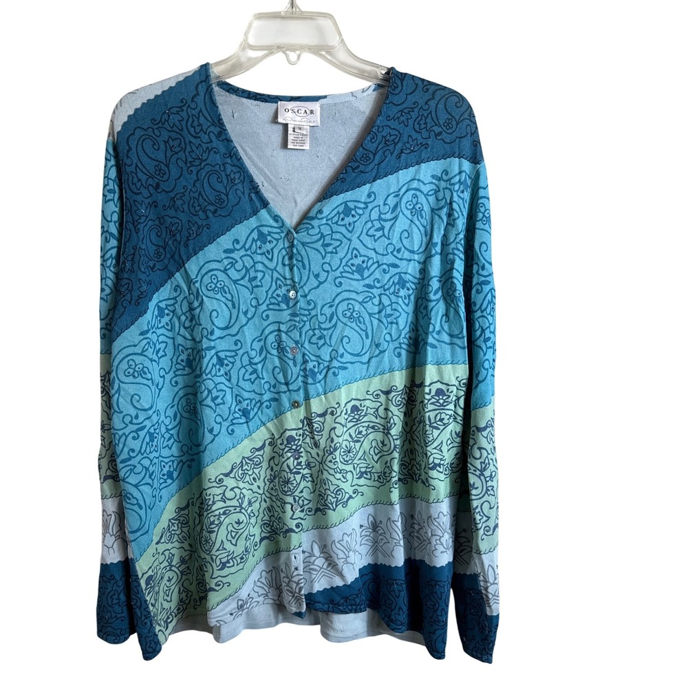 Oscar de la Renta Cardigan Button Up Long Sleeve Sweater Set Women Plus Size 1X